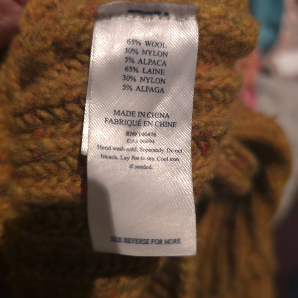 Faherty Wool Alpaca Mockneck Sweater XS Ribbed Fisherman Knit Olive Brown Rustic - Picture 3 of 11